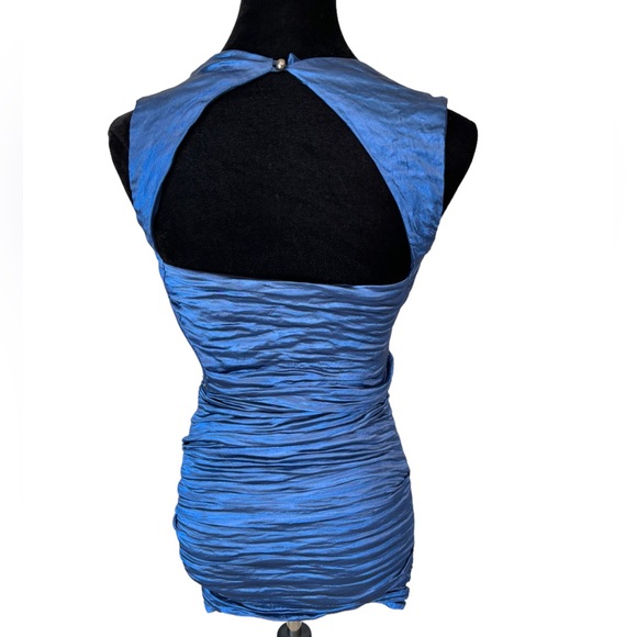 Nicole Miller Blue Ruched Open Back Dress - Picture 5 of 6